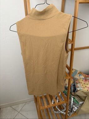 LOFT Sleeveless Mock Neck Tank in Camel